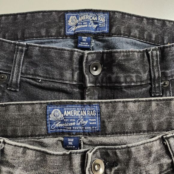Men's American Rag Distressed Slim Fit Stretch Denim Jeans Size 36 x 30 Set of 2 - Picture 4 of 14
